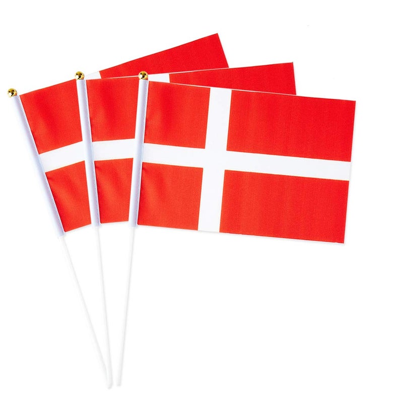 mflagperft Denmark Flag Danish Flag, Small Mini Handheld Denmark Flags on Stick, Ideal for Party Parades Sports Events Patriotic Festival Decorations - Image 1